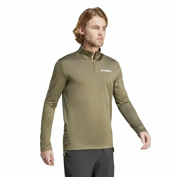 Vyriškas džemperis be gobtuvo Adidas Mt Half Zi Ls Ruda
