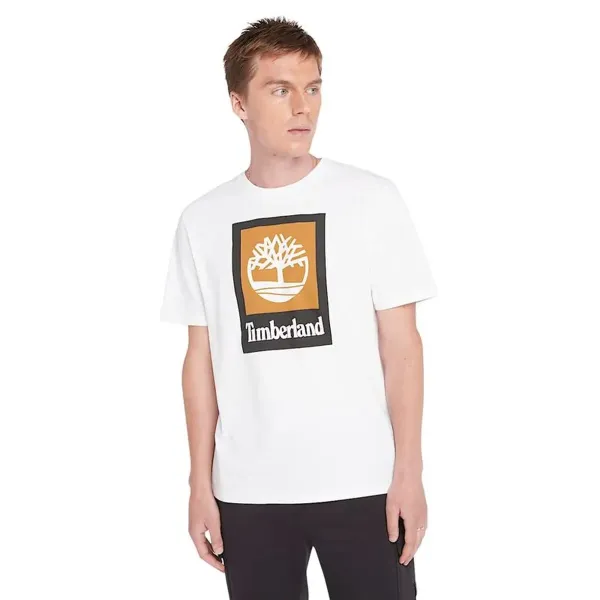 Vyriški marškinėliai su trumpomis rankovėmis Timberland Stack Logo Colored Balta
