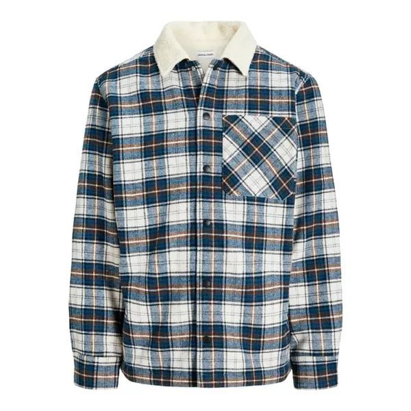 Vyriški marškiniai su ilgomis rankovėmis Jack & Jones Jjzac Teddy Overshirt Ls Tamsiai mėlyna