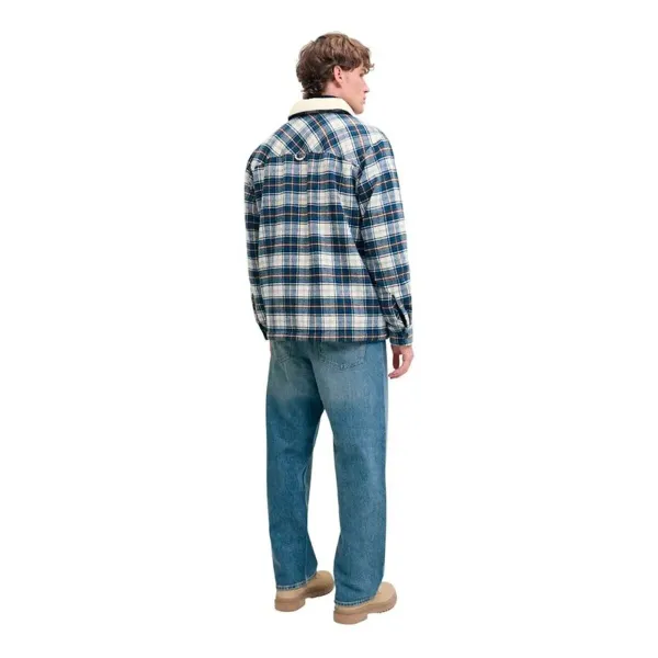 Vyriški marškiniai su ilgomis rankovėmis Jack & Jones Jjzac Teddy Overshirt Ls Tamsiai mėlyna