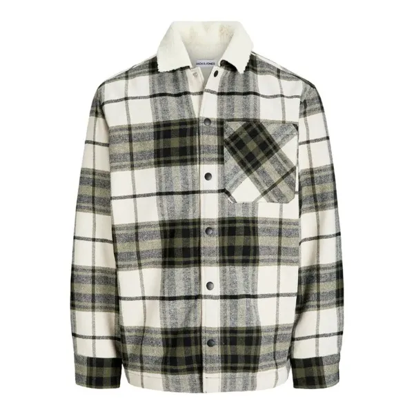 Vyriški marškiniai su ilgomis rankovėmis Jack & Jones Jjzac Teddy Overshirt Ls Alyvuogių aliejus
