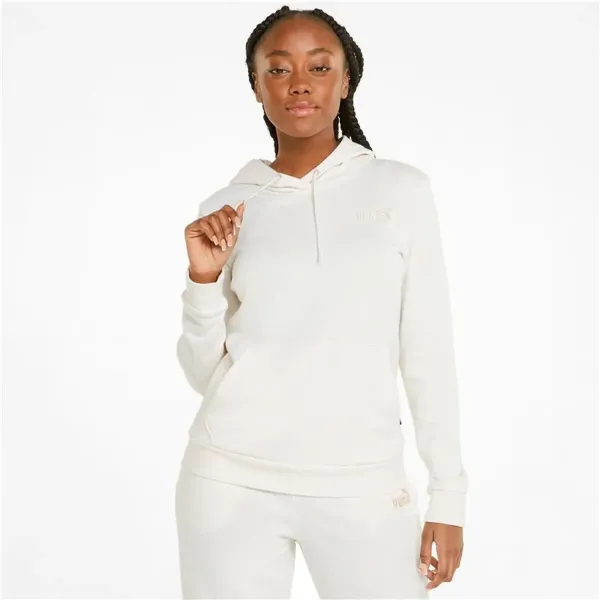 Naisten huppari Puma Essentials Embroidery Valkoinen