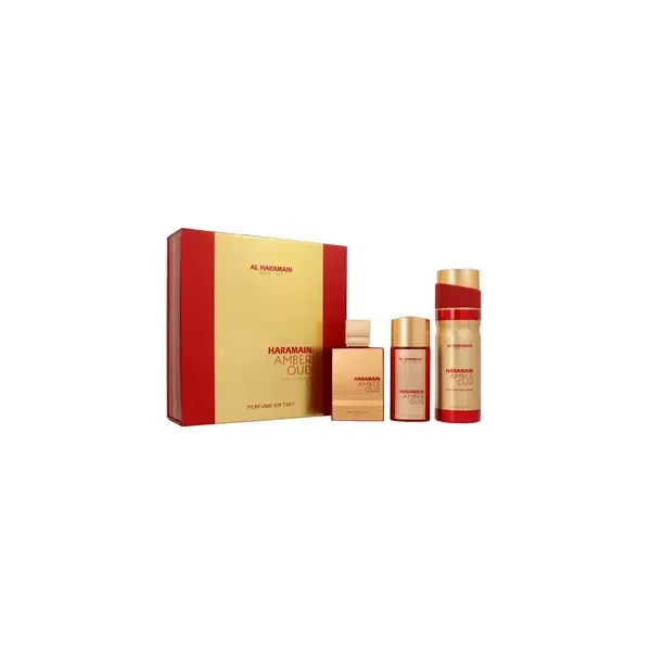Set Al Haramain Amber Oud Ruby Edition Pure Perfume 75 ml + Pure Perfume 30ml + Deodorant Body Spray 200ml