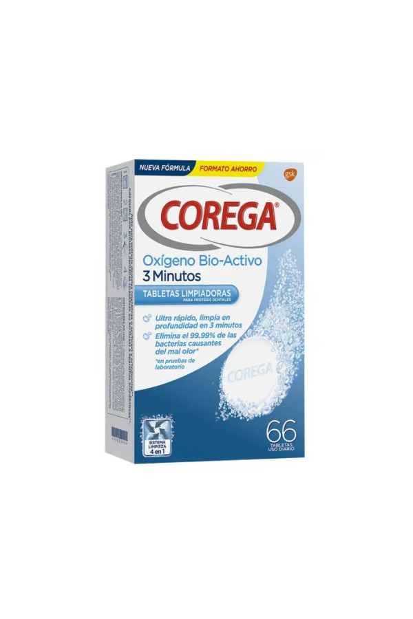 Corega Active Oxygen 3 Minutes 66 Tablets 