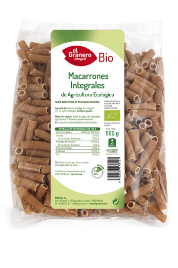 Granero Macarrones Integral Bio 500g