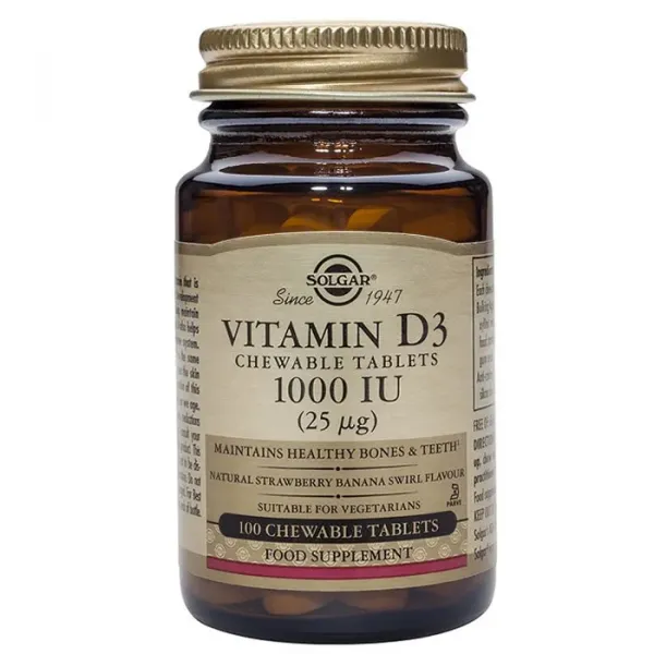 Solgar Vitamin D3 1000 IU 25cmg Cholecalciferol 100 Tablets