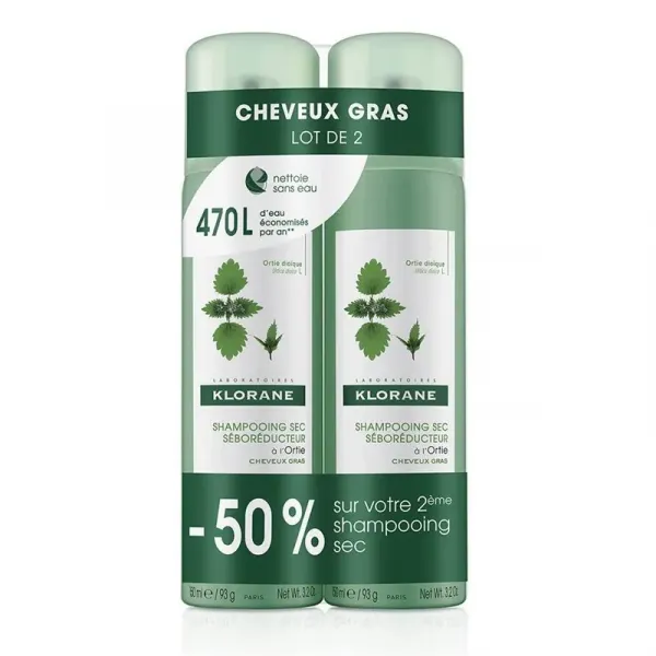 Klorane Nettle Dry Shampoo 2x150ml