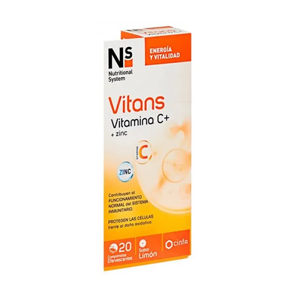 Ns Vitans Vitamin C + Zinc 20Effervescent Tablets Lemon Flavor