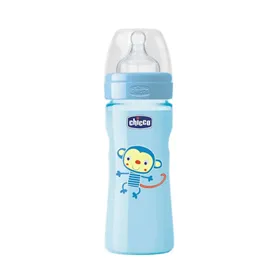 Chicco Silicone Bottle 250ml Blue Medium Flow 2m