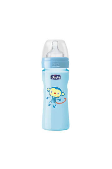 Chicco Silicone Bottle 250ml Blue Medium Flow 2m